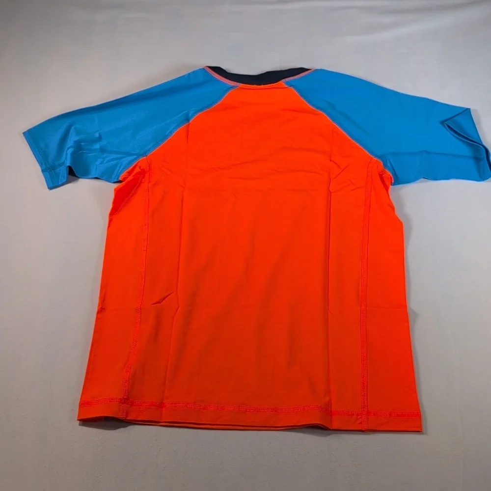 Lands End Short Sleeve Orange & Blue Rash Guard Swim Shirt Husky XL